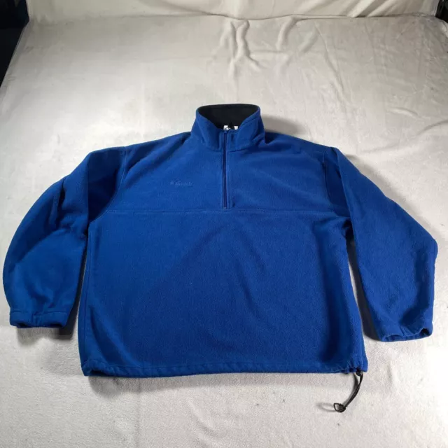 Columbia Sweater Mens Extra Large Blue Quarter Zip Fleece Mock Neck Golf Nature