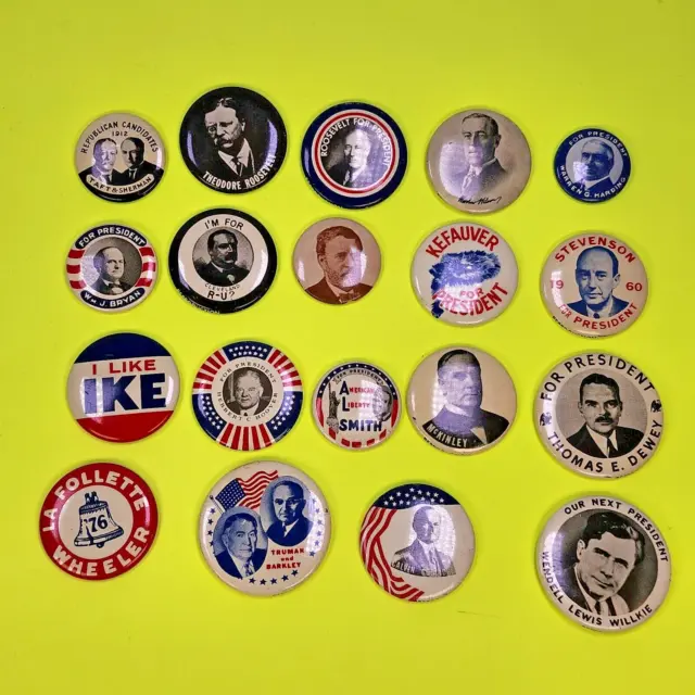 Lot Of 19 Reproduction Presidential Campaign Button Pins All Different