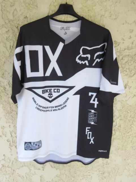 Maillot FOX BIKE & Co blanc noir shirt jersey maglia L