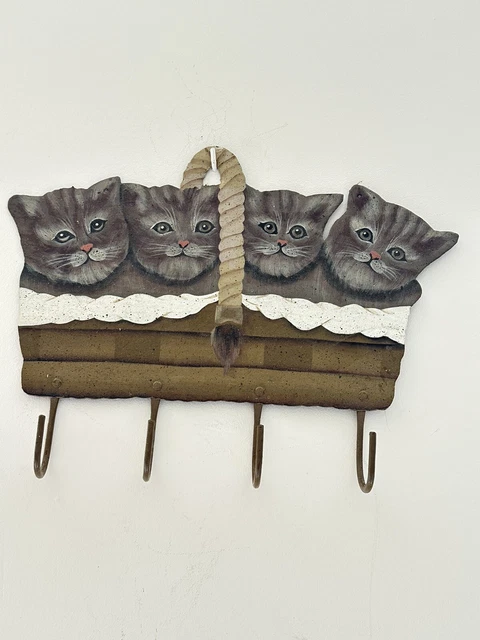 Balvi Porte-torchon pour tiroir Curious Cat Set de 3 Pieces Couleur Gris, Blanc et Noir Crochets de p