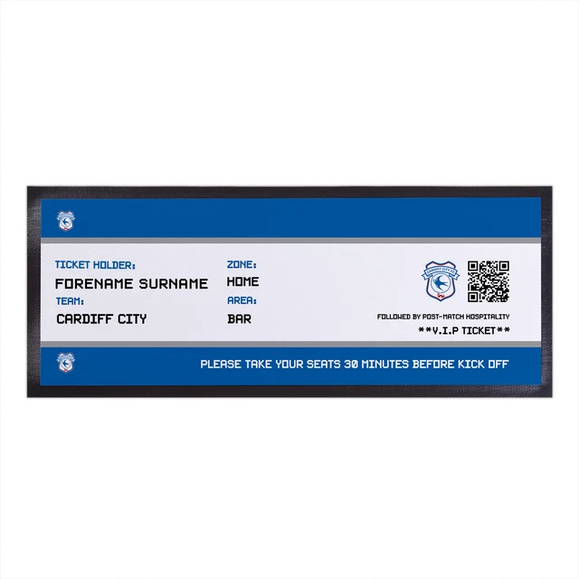 Cardiff City FC Officially Licensed - Ticket - Personalised Bar Runner