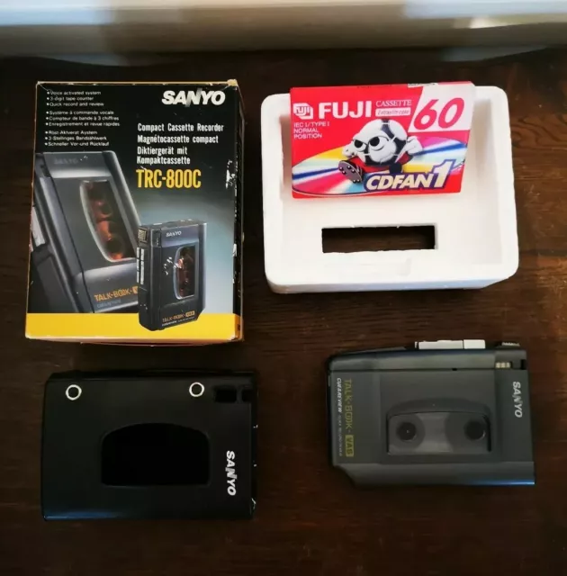 Vintage SANYO TRC 800C Compact Cassette Recorder Magnétocassette + 1 K7 Vierge