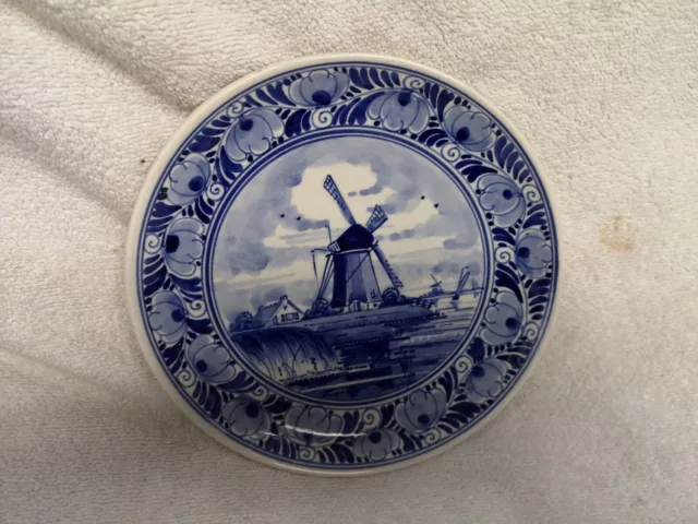 Royal Delft hand painted windmill hanging plate