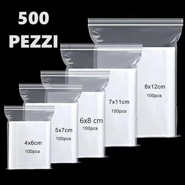 Conservazione Gioielli 300 Sacchetti Plastica Richiudibili 6x9cm