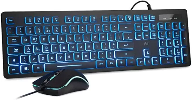 Jeu clavier et souris filaires, USB filaire clavier et souris combo, disposition Royaume-Uni