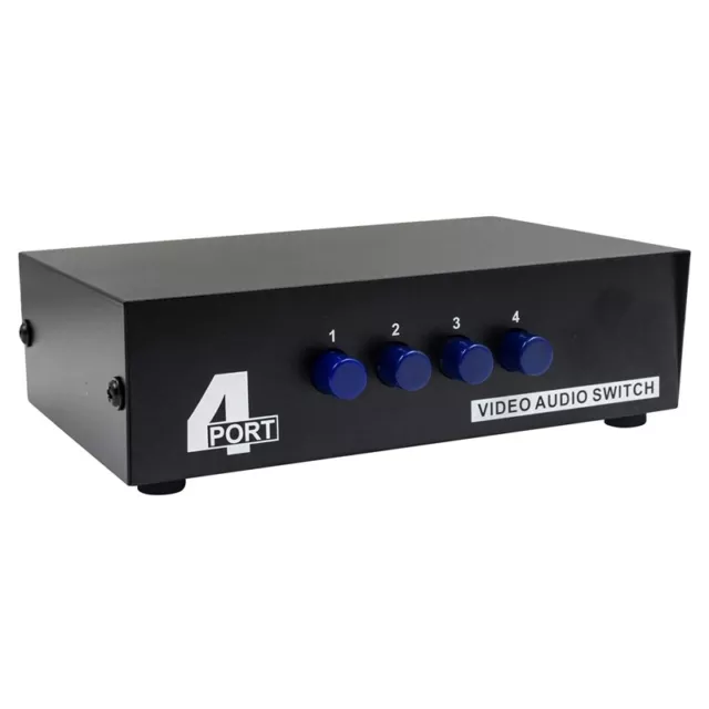 4 Port AV Switch RCA Switcher 4 in 1 Out Composite Video L/R Audio Selector J1E5
