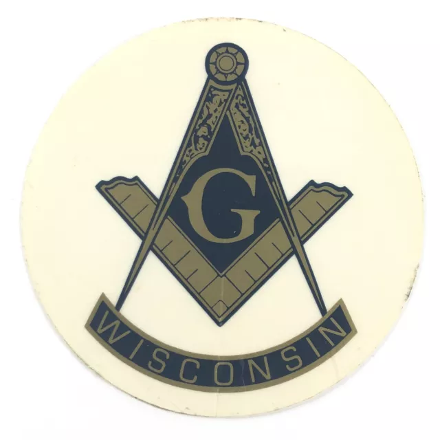 Freemason Compass Masonic Free Mason Window Car Truck Decal Sticker Vtg 3.25”