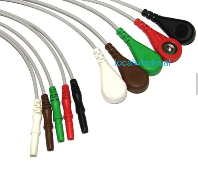 DIN 1,5 style 5 fils ECG Leadwire Holter câble ECG snap