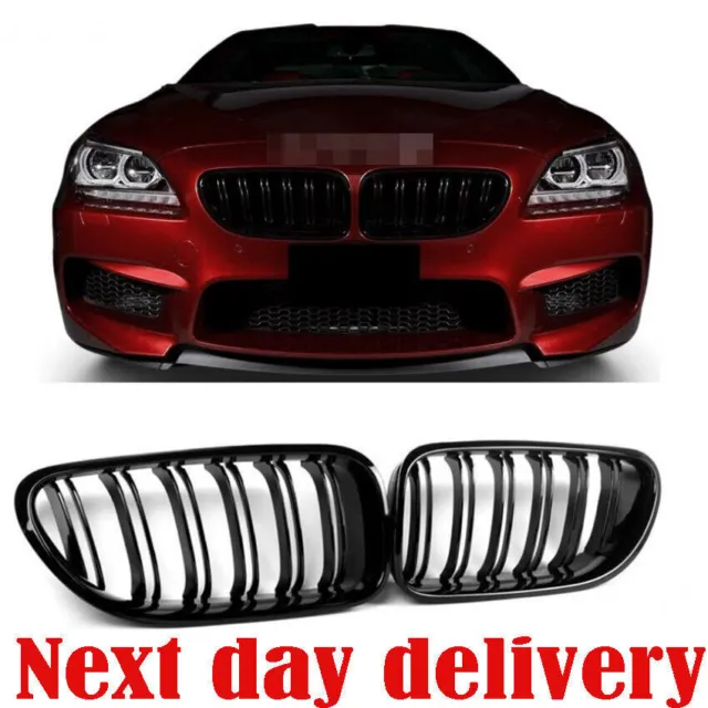 For Bmw F06 F12 F13 6 Series Kidney Grill Grille Gloss Black Dual Bar M6 Style