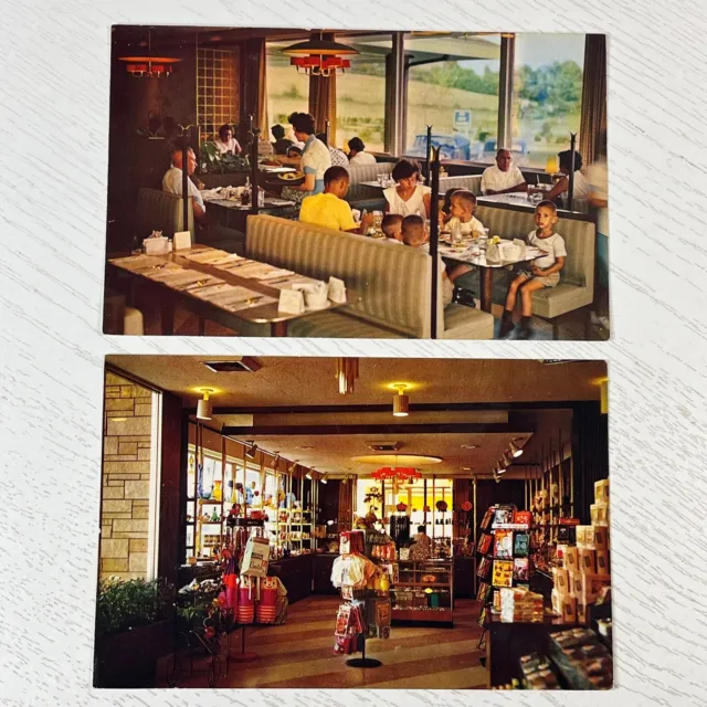 2 Vintage Howard Johnson Postcards Dining Room & Store Pennsylvania Turnpike, PA