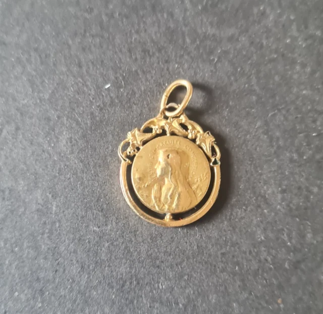 Ancienne Médaille Religieuse Plaquée Or - Poinçonnée, Début 20ème Siècle, Occasion - Origine France