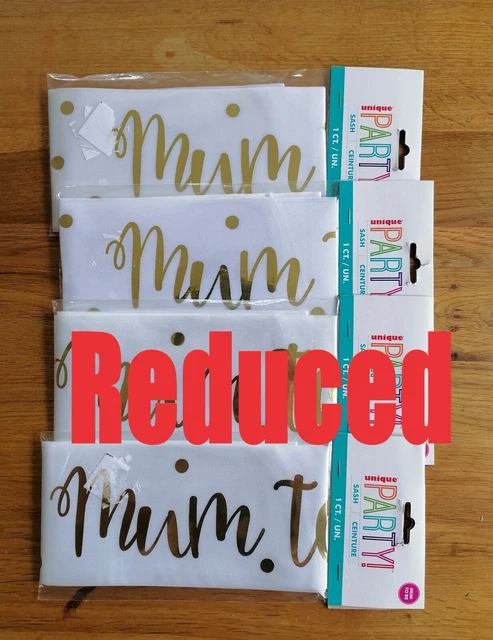 4x FASCIA MAMMA DA ESSERE BIANCA CON LETTERE ORO