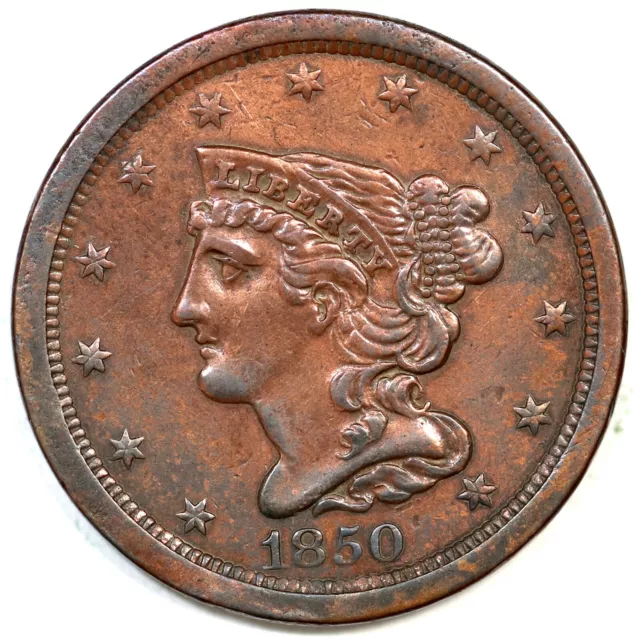 1850 C-1 Braided Hair Half Cent Coin 1/2c