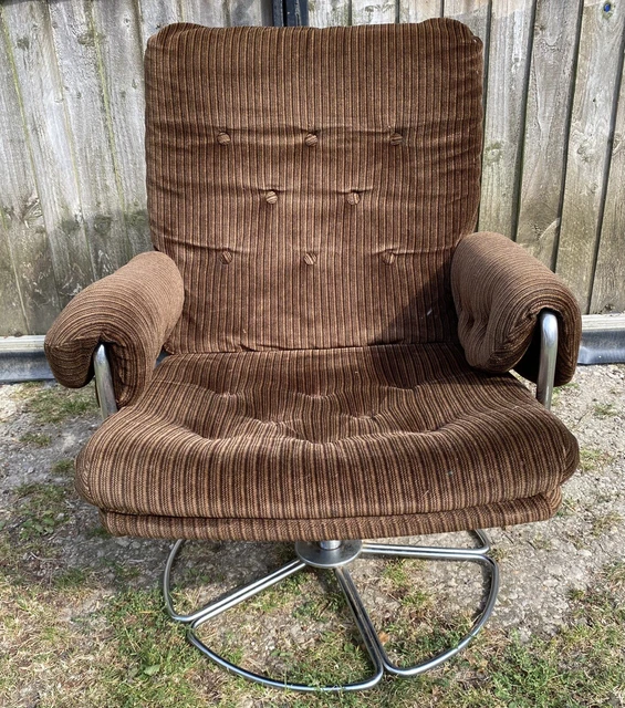 VINTAGE 70S HABITAT Swivel Chair Designed By Terence Conran Retro £130.