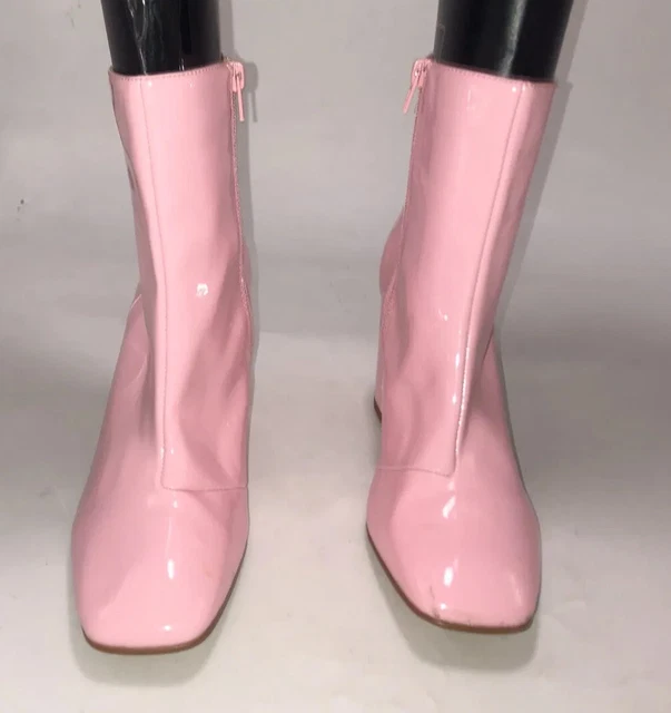 STEVE MADDEN ELECTRIC Pink Patent Size 7m Uk 5 Block Heel Ankle