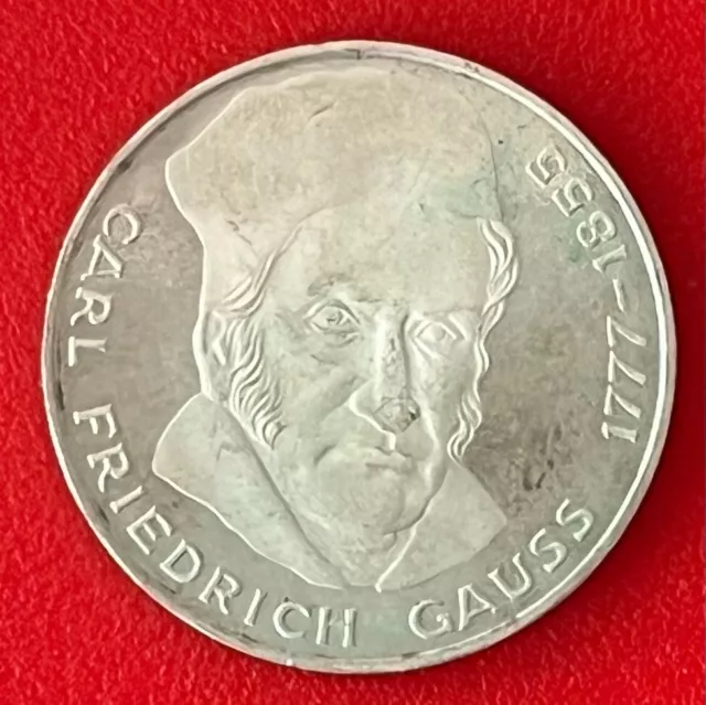 5 DM Silbermünze  200. Geburtstag von Carl Friedrich Gauss - 1977