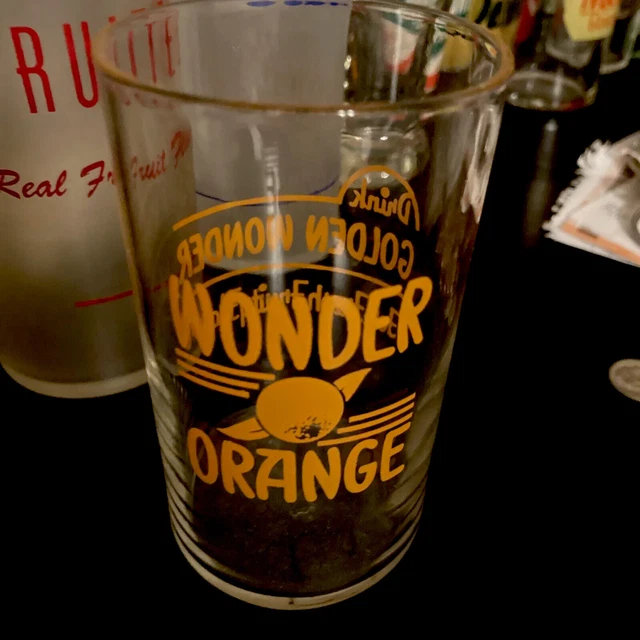 Old Glass “Drink Golden Wonder” Orange Soda Pop Soda Fountain Like Orange Crush