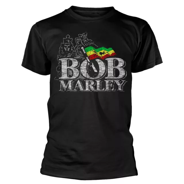 Bob Marley 'Distressed Logo' (Noir) T-Shirt - NOUVEAU ET OFFICIEL!