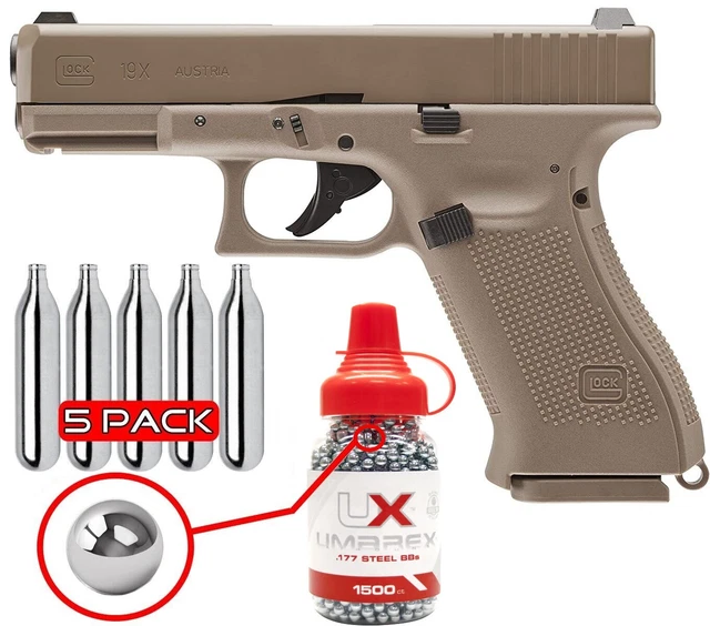 UMAREX GLOCK 19X .177 Cal Air Pistol, Blowback w/ CO2 & BBs (2255212