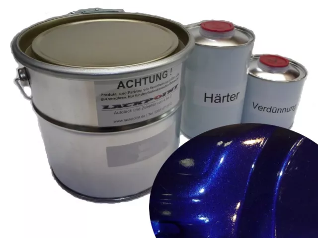 1 Litre Set 2K Peinture Sombre Bleu Métallique Mise au Point Couleur Tendance