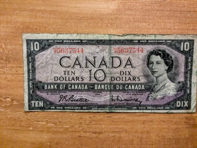 1954 - Canada $10 bank note - Canadian ten dollar bill