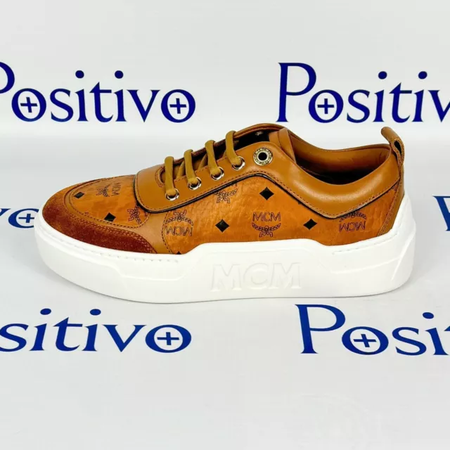 MCM Skyward Platform Cognac Visetos Sneakers Shoes US 5 EU 35 New