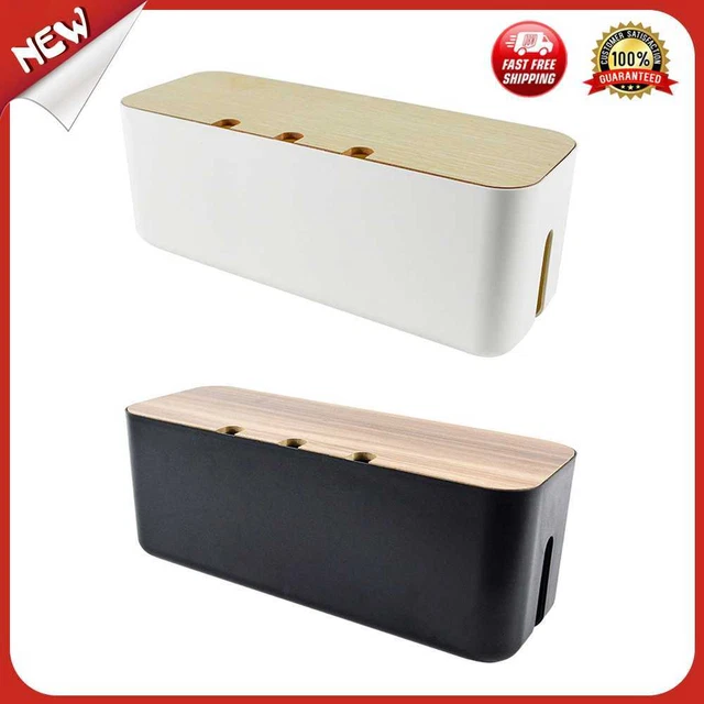 es Wooden Cable Storage Box Dust-proof Charging Line Wire Management Tidy Organi