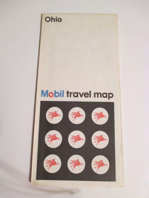 Vintage 1974 MOBIL OHIO Oil Gas Service Station Road Map