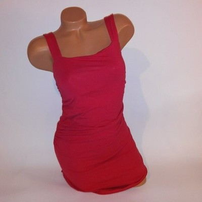 Victoria Secret Mini Dress Small Bra Top Solid Red Scrunch Sides Sleeveless