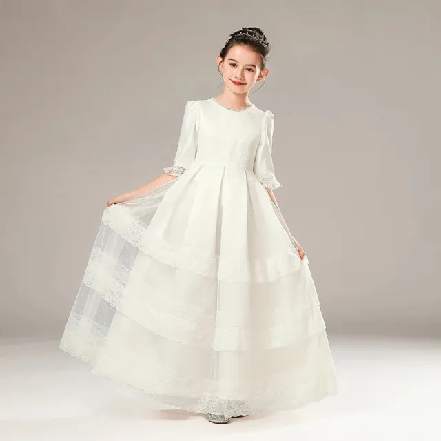 Flower Girl Dress Tulle Lace Half Sleeve Wedding Elegance First Communion Dress