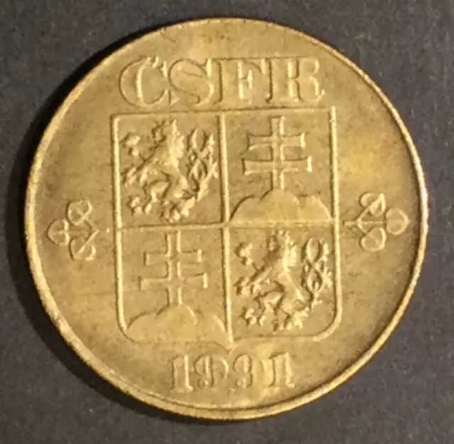 Münze Tschechoslowakei CSFR - 1 Tschechoslowakische Krone - 1991, Cu-Al-Ni