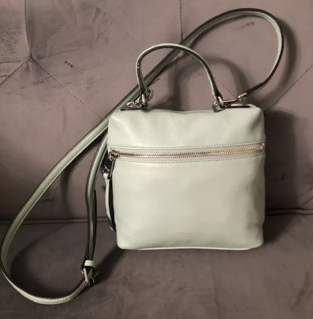 Perlina Elisa Top Handle Light-Mint Green Pebbled Leather Cross body Bag $200+ 3