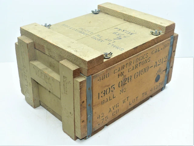US Small Arms Ammunition 480 Rds 30 Cal  Wooden Crate Empty INV15510