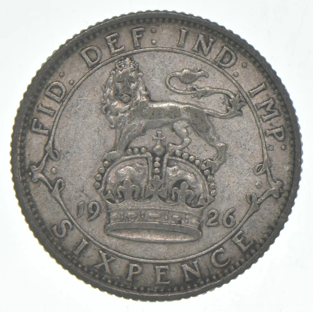 Roughly the Size of a Dime 1926 Great Britain 6 Pence World Silver Coin *193