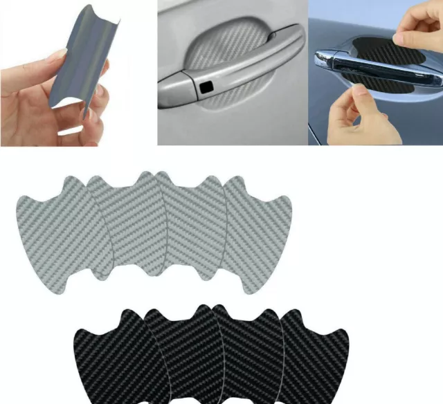 Quality 4pc 3D Carbon Fiber Car Door Handle Anti-Scratch Protector Cover Sticker