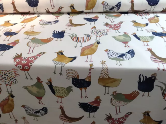 Harriet Hens Chicken Cotton Multi Curtain Blind Upholstery Craft Fabric