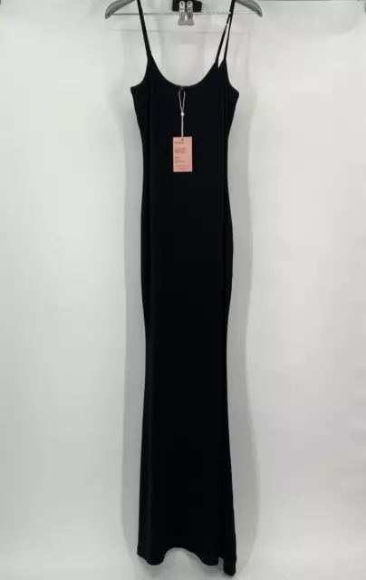 Quince Women’s Black Tencel Rib Knit Maxi Slip Dress sz M NWT Sleeveless Long