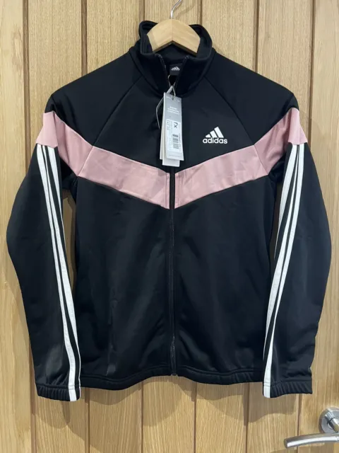 Adidas 3 Stripe Tracksuit Jacket Black/Pink Girls Age 11-12Y (L) New Genuine #O3