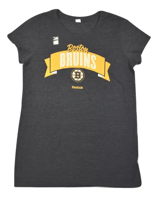 Reebok Womens NHL Boston Bruins Hockey Charcoal Tee Shirt New XL