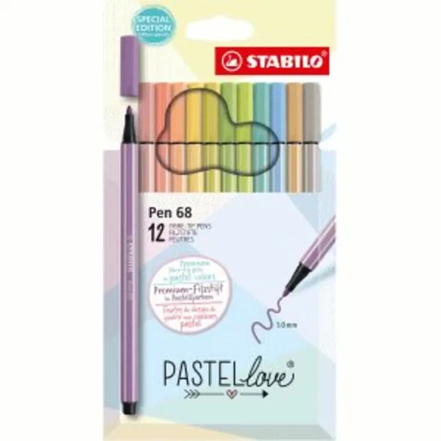 Premium-Filzstift - STABILO Pen 68 - Pastellove Set - 12er Pack - mit 12