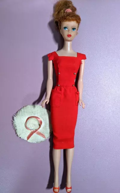 VINTAGE BARBIE SHEATH Sensation #986 Red Dress - Red Shoes - Hat - NO ...