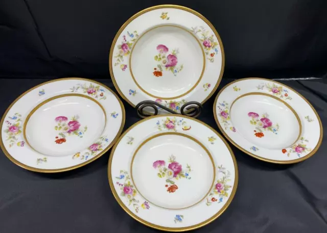 Set of 4 ~ Cauldon "FLORAL" England ~ Rimmed Soup Bowls ~ 8 1/4"