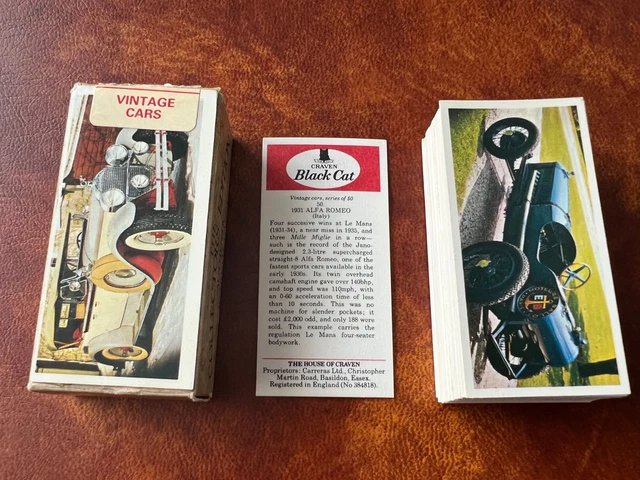 black cat cigarette cards vintage cars CRAVEN BLACK CAT Vintage Cars Cigarette Cards Full Set £3.04