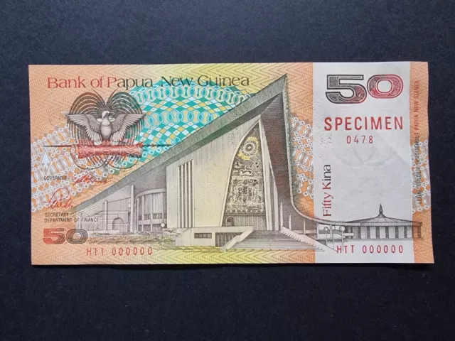 1989 PAPUA NEW GUINEA 50 KINA BANKNOTE SPECIMEN UNC P11b PNG PAPER NOTE