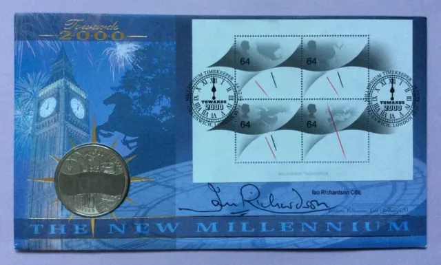 IAN RICHARDSON Actor Sherlock Holmes Signed 14.12.1999 Millennium Timekeeper FDC
