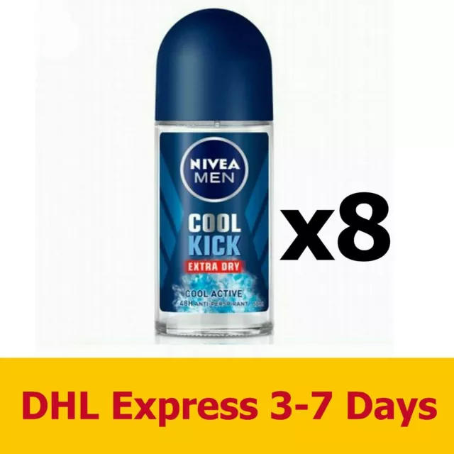 8 x 50 ml NIVEA HOMME COOL KICK déodorant anti-transpirant soins corporels...