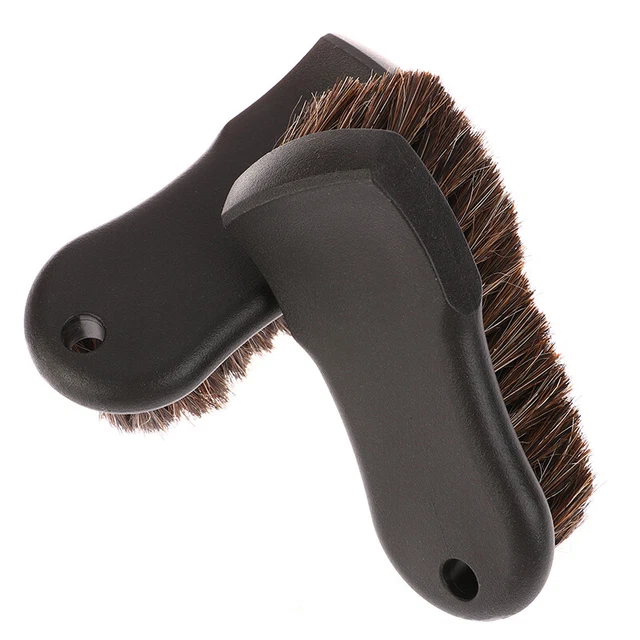 1 pz spazzola in pelle pelo di cavallo morbida spazzola dettaglio peli di cavallo strumento di pulizia auto