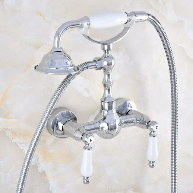 Chrome Brass Wall Mount Bathtub Faucet Set W/ Handheld Shower Mixer Tap 2tf831