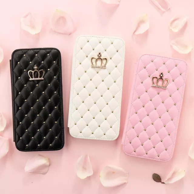 Bling Crown Wallet Case For iPhone 14 Pro Max 13 Leather Slot Holder Flip Cover 2