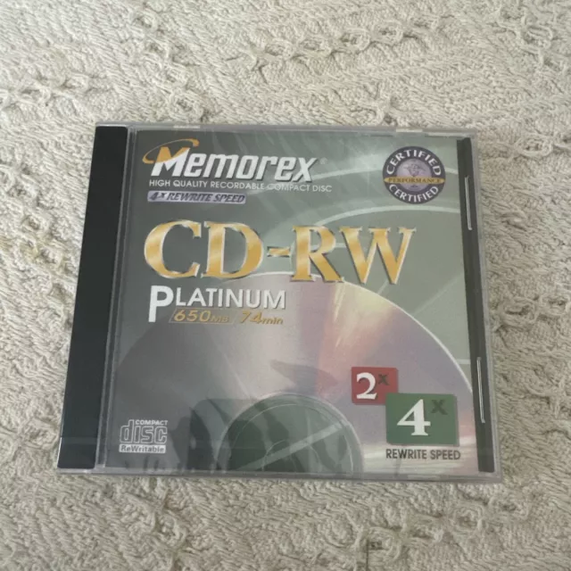 Memorex CD-RW Platinum 4x Rewritable Speed 650MB Data 74 min Audio - Sealed NEW